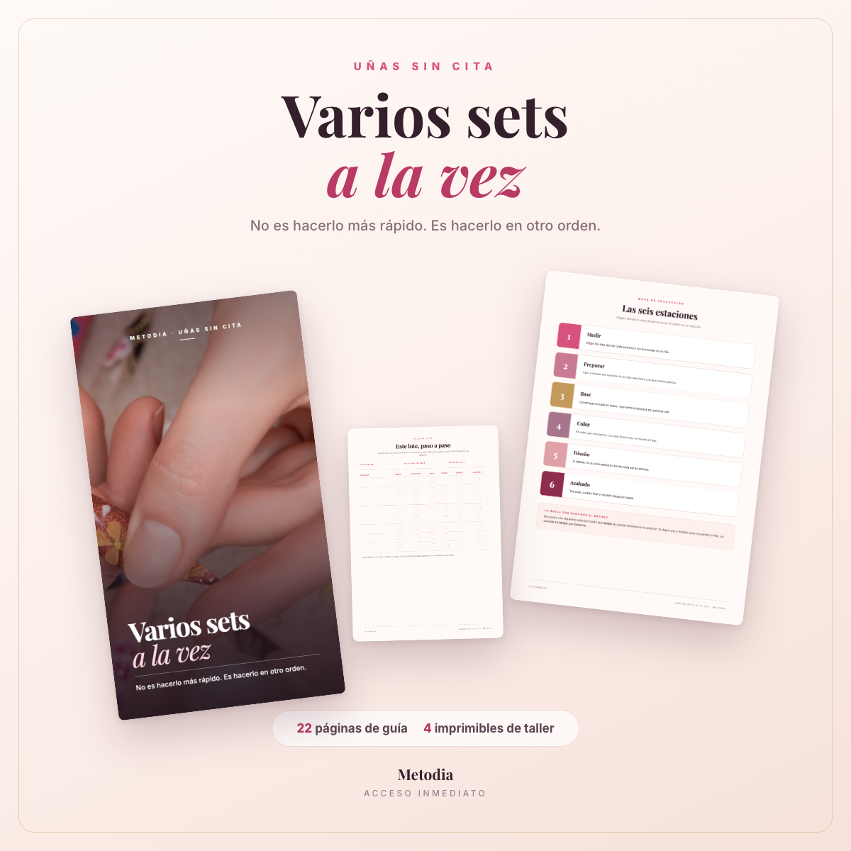 Varios sets a la vez — guía e imprimibles de Uñas Sin Cita