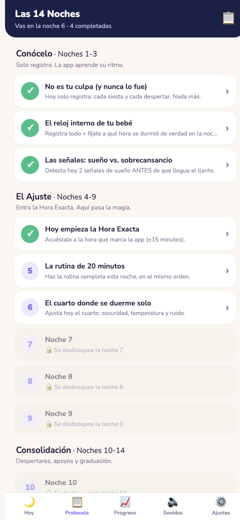 Las 14 noches, paso a paso